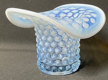 Vintage Blue Fenton Opalescent Hobnail Topper Hat Vase