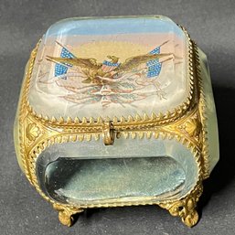 Vintage French Beveled Glass Jewelry Box
