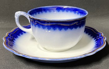 Vintage Flow Blue Cup And Saucer