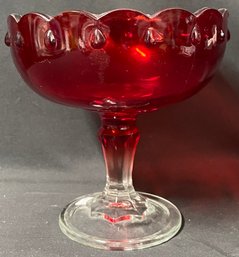 Vintage Indiana Red Flash Glass Teardrop Pedestal Bowl