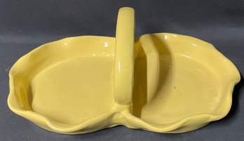 Vintage Yellow Snack Or Relish Tray With Handle