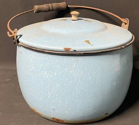 Vintage Light Blue Enamelware Pot