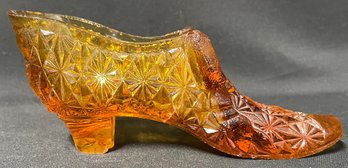 Vintage Orange/yellow Fenton Cut Glass Slipper