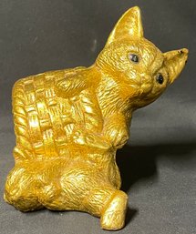 Gold Paint Cat Figurine