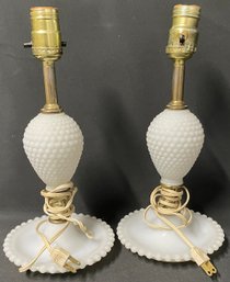Vintage Milk Glass Hobnail Lamps