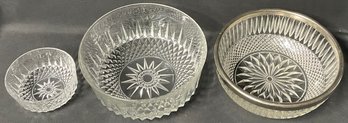 Vintage Star Cut Clear Glass Bowls