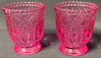 Pink Glass Tea Light Candle Holders