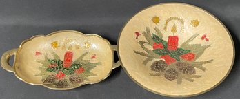 Vintage Brass Christmas Trinket Candy Dishes