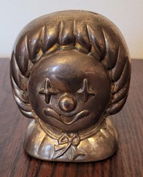 Vintage Silver Plated Clown Coin Bank