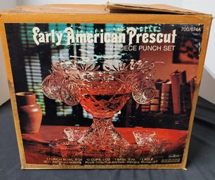 Early American Prescut 27 Piece Punch Bowl Set