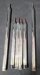 Vintage Mercury Glass Red Flame Taper Candle Sticks Mid Century