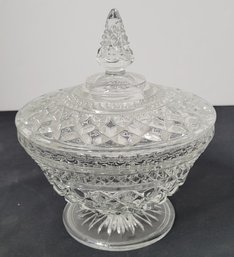 Vintage Anchor Hocking Wexford Footed Lidded Compote Pressed Glass Candy Dish