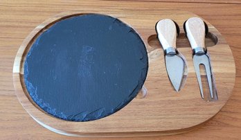Oval Wood And Slate Cheese Board