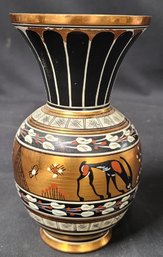 Vintage Greek Copper Deer Decorative Vase Hand Made In Greece