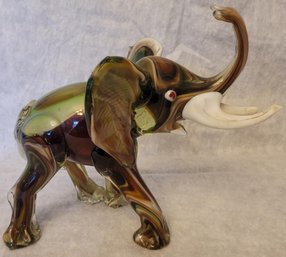 Vintage Multicolored Art Glass Decorative Elephant Figurine / Statue