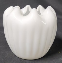 Vintage Milk Glass Vase Ruffled Tulip Shaped