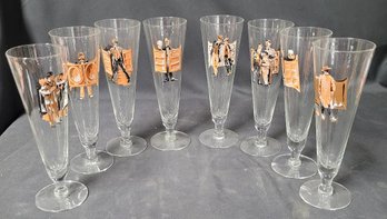 8 Glasses With Old West Scenes