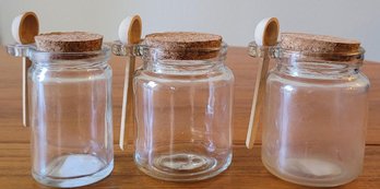 3 Glass Storage Jar With Wooden Spoons