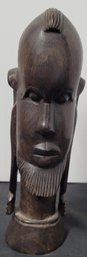 Vintage Hand Carved Ebony Wood African Bust Tribal Statue
