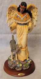 Montefiori Collection Native American Angel With Wolf Statue