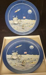 2 1969 Moon Landing Apollo Souvenir Commemorative Limited Edition Collector Plates