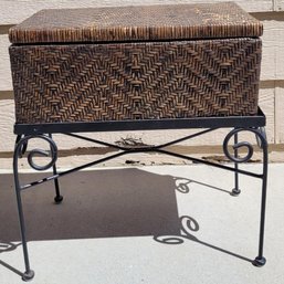 Wicker Basket/chest And Stand