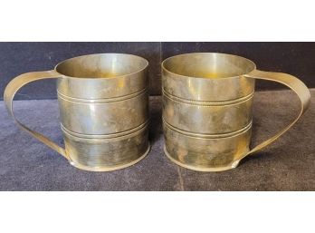 2 Vintage 105 MM M14 Brass War Trench Mugs