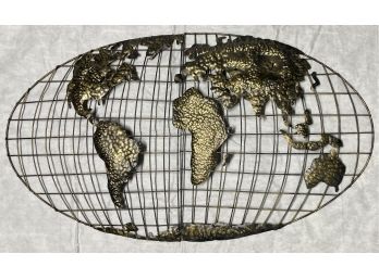 3D Large Oval Globe World Map Wall Art