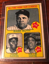 1973 Topps Baseball Card With Aaron Ruth Mays
