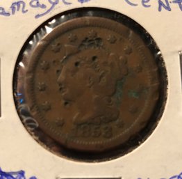 Damaged 1853 United States Large Cent