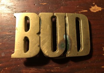 Bud Brass Belt Buckle (corrosion)