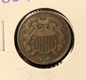 1864 Two Cent Piece (Corrosion On Date)