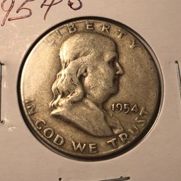1954 S Ben Franklin Silver Half Dollar