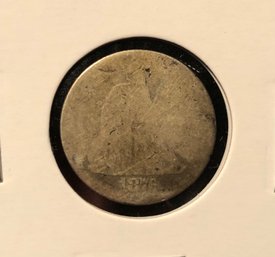 1876 Seated Silver Dime (worn And Bent)