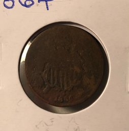 1864 United States Worn Two Cent Piece