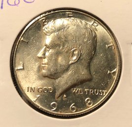 1968 D Kennedy 40 Percent Silver Coin Half Dollar