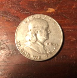 1954 D Ben Franklin Silver Half Dollar