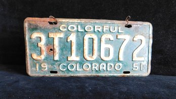 1951 Colorful Colorado Liscence Plate
