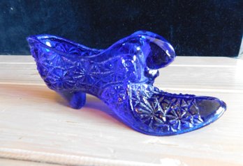 Cobalt Fenton Glass Shoe