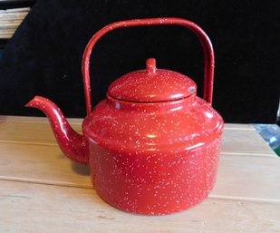 Red & White Enamel Tea Pot