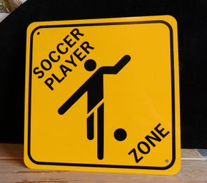 Soccer Player Zone Metal Sign