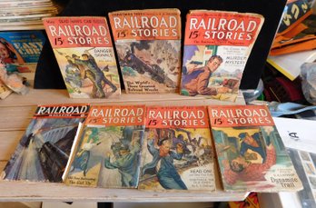 7 Old Railroad Stories Magazines (Rough Shape)