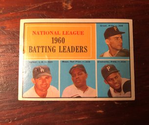 1960 Batting Leaders Card With Mays And Clemente ( Pin Hole)
