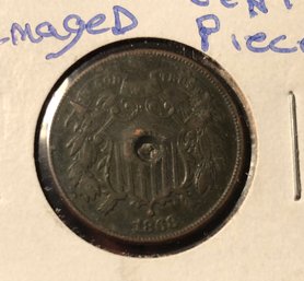 Damaged 1868 United States Two Cent Piece