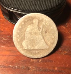 Worn 1861 Seated Silver Quarter