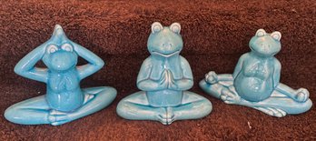 Cute 3 Ceramic Yoga Frogs.
