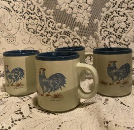 Set Of Four Rooster Coffee Cups.