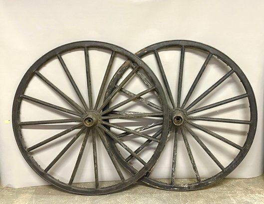 Pair Of Antique Wagon Wheels 40 Inches