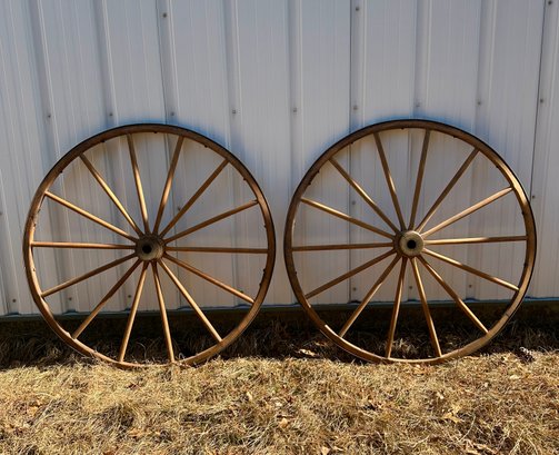 Large Pair Of Antique Wagon Wheels Approx. 55 Inches