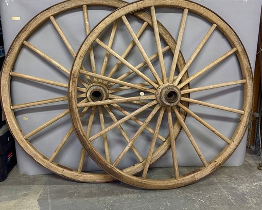 Pair Of Large Antique Wagon Wheels